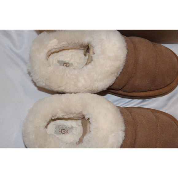 UGG TAZZLITA CHESTNUT SUEDE SHEEPSKIN PLATFORM SLIPPERS WOMEN'S NIB - Picture 6 of 8